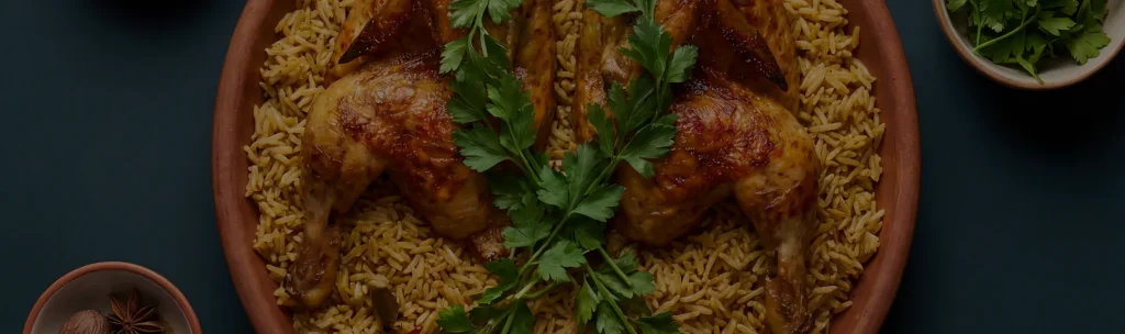 طبق كبسة دجاج سعودية بالأرز والبقدونس، طبخات دجاج سعودية ووزن الدجاجة المناسب
